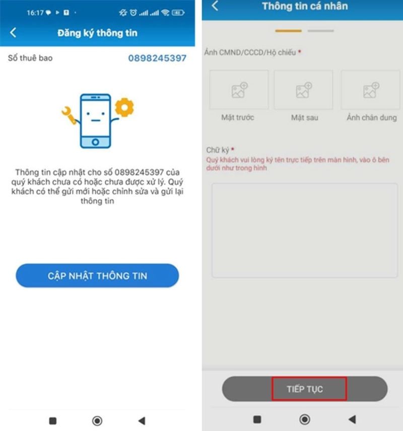  đăng ký sim chính chủ mobifone qua app